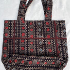 Black Ajrakh Handcrafted Quilted Tote Bag
