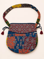 Multicoloured Ajrakh Drawstring Quilted Potli Bag