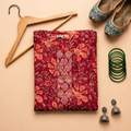 Red Floral Handblock Print Cotton Kurta