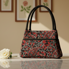 Black Floral Ajrakh Small Handbag