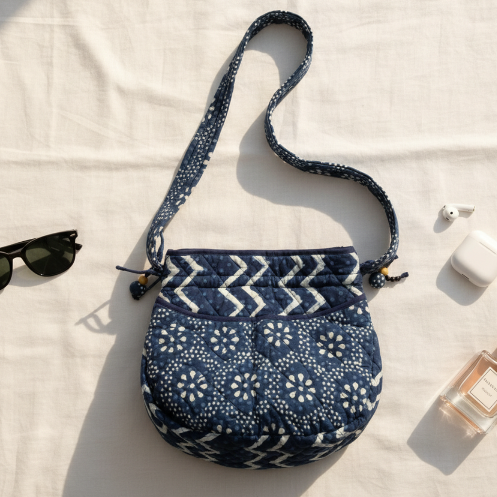 Indigo Quilted Potli Bag