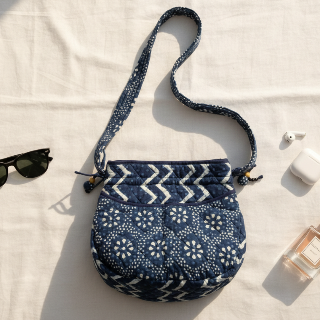 Indigo Quilted Potli Bag