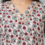 White Handblock Print Cotton Kurta