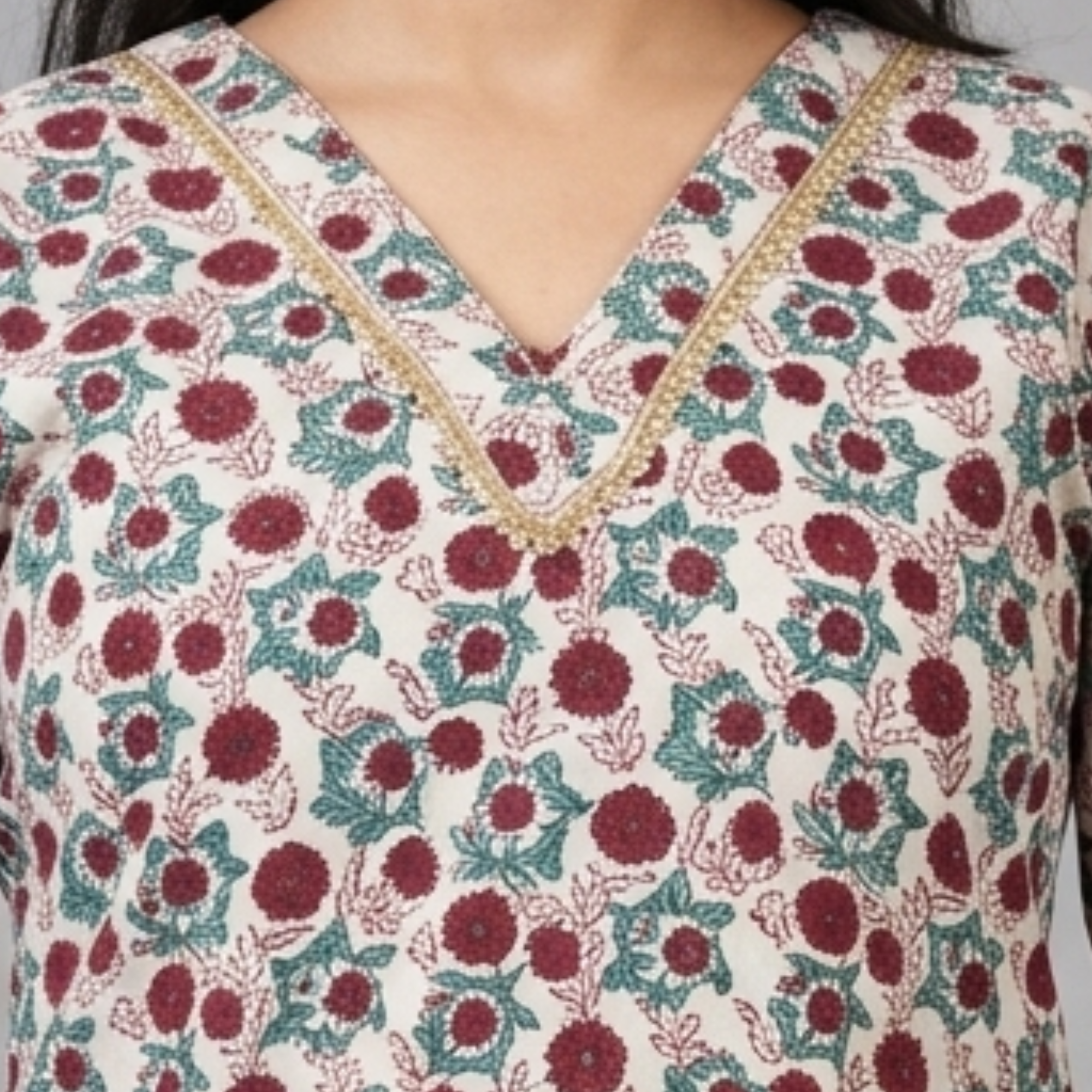 White Handblock Print Cotton Kurta
