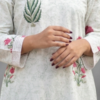 White Mughal Buta Handblock Print Cotton Kurta