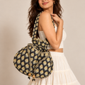 Black Handblock Print Quilted Potli Bag
