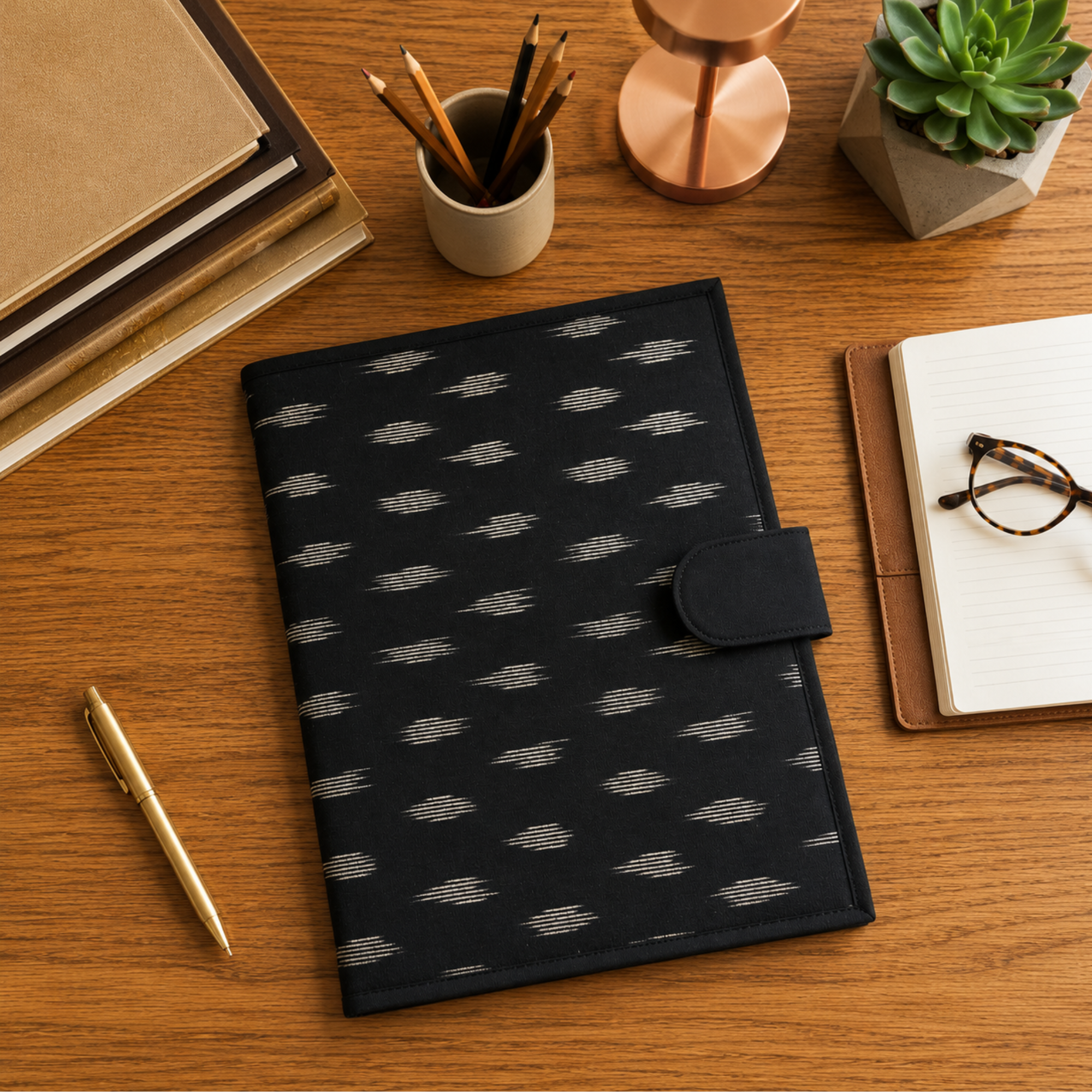 Black Ikkat Print File Folder