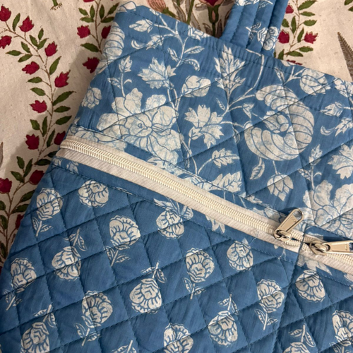 Blue Handblock Handcrafted Quilted Tote Bag