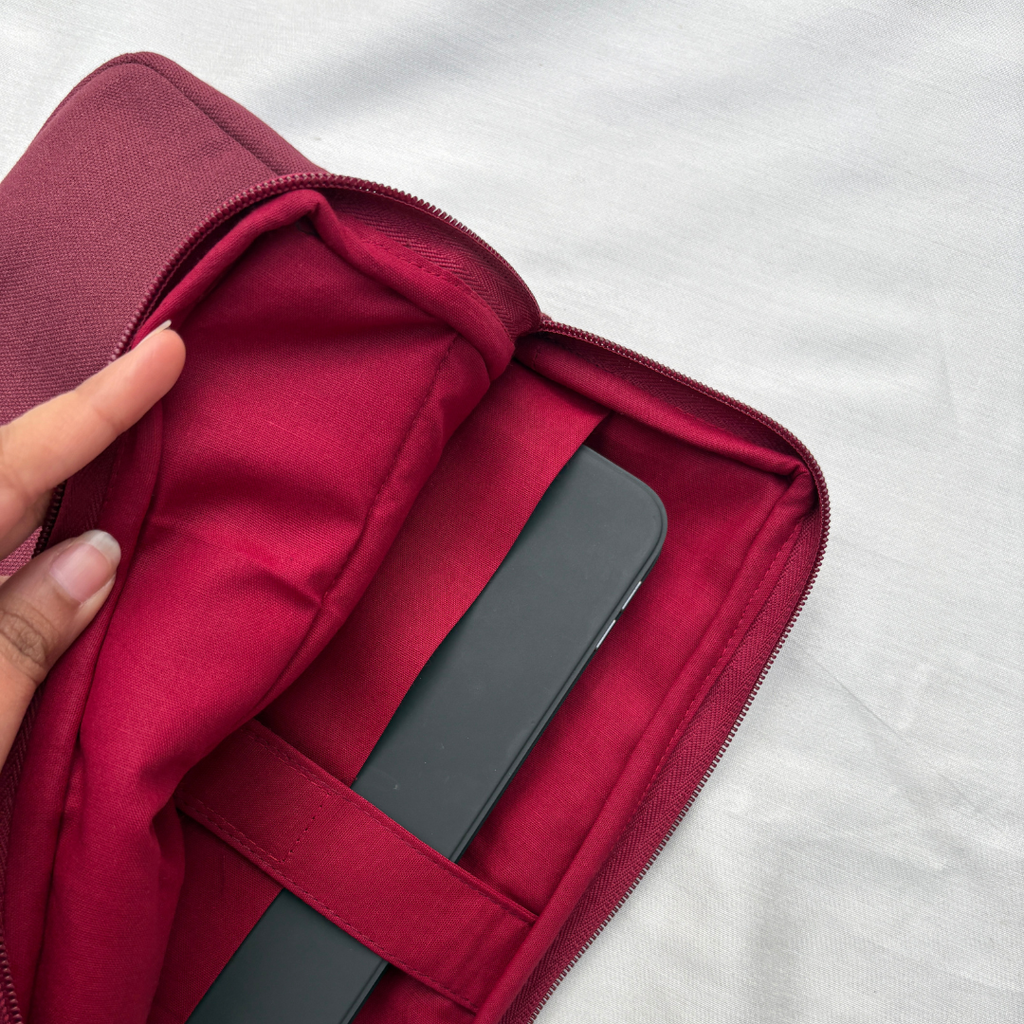 Maroon Canvas iPad Sleeve