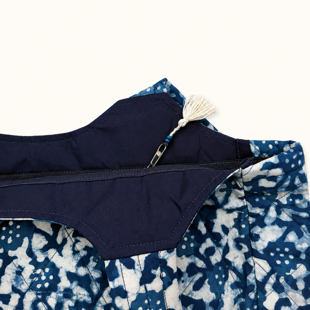 Indigo Boat Curve Quilted Tote
