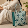 Teal Blossom - Floral Handcrafted Tote Bag