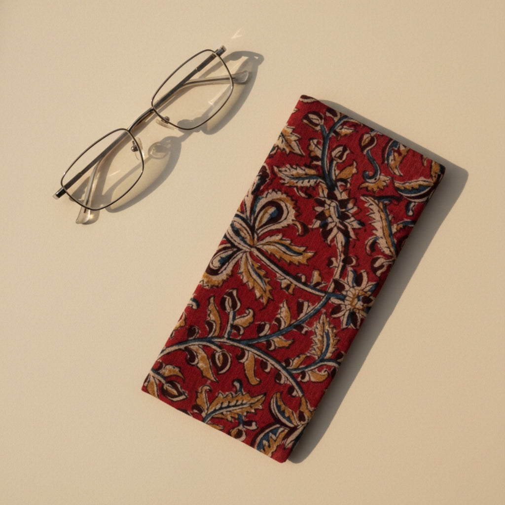 Maroon Kalamkari Eyeglass/Spectacle Case