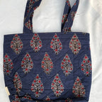Indigo Ajrakh Handcrafted Quilted Tote Bag