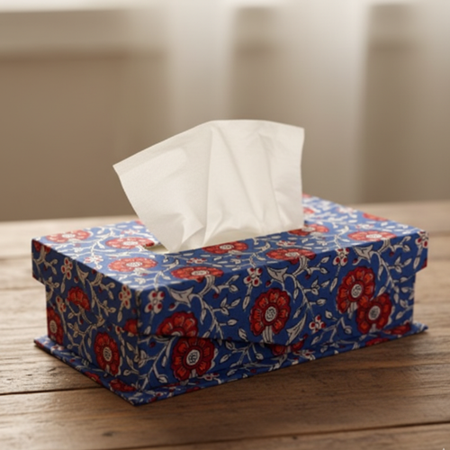 Blue Fabric Tissue Box