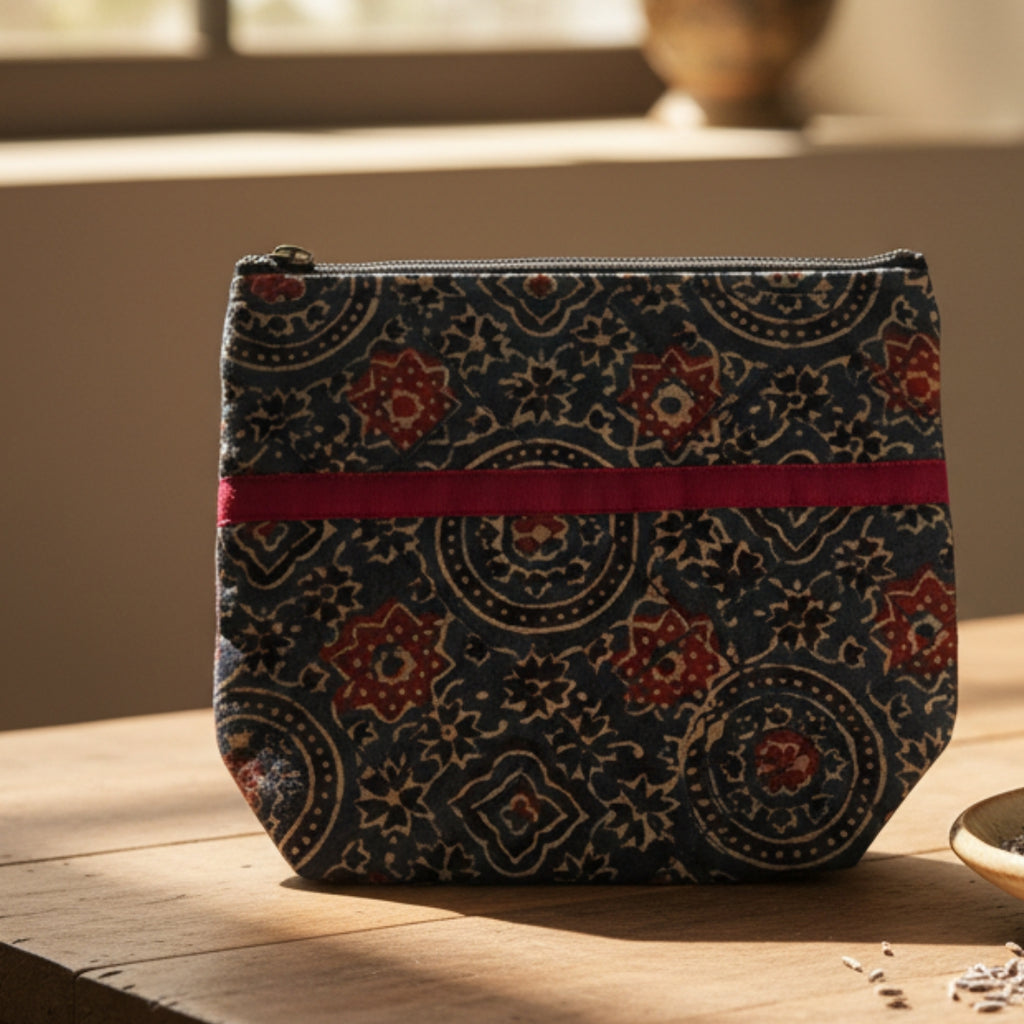 Green Ajrakh Quilted Laptop Sleeve