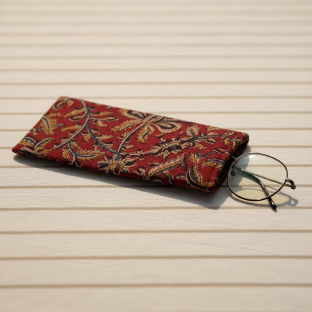 Maroon Kalamkari Eyeglass/Spectacle Case