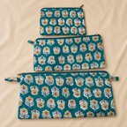 Teal Set of Three Multipurpose pouch