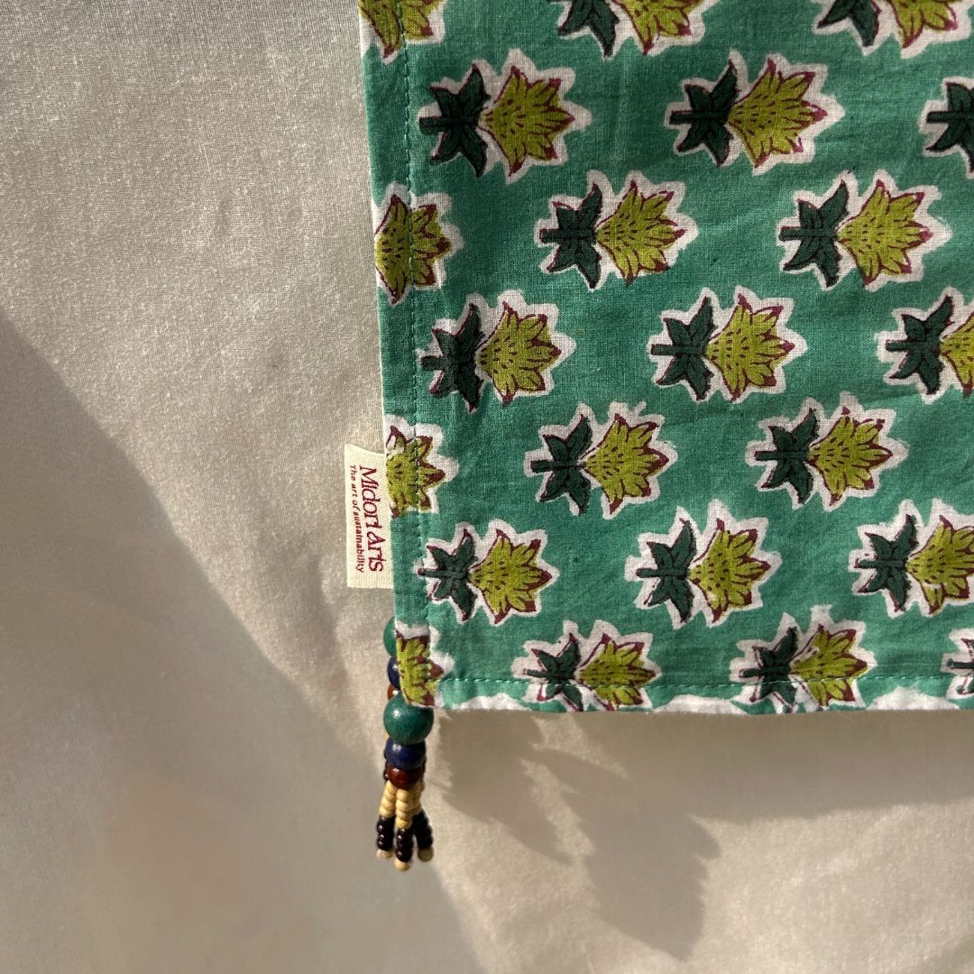 Sea Green Floral Cotton Table Runner
