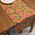 Yellow - Pink Rose Cotton Table Runner