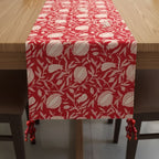 Red & White Floral  Cotton Table Runner