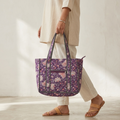 Vine Floral Handblock Print Tote Bag