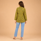 Mustard Ajrakh Print Short Kurti