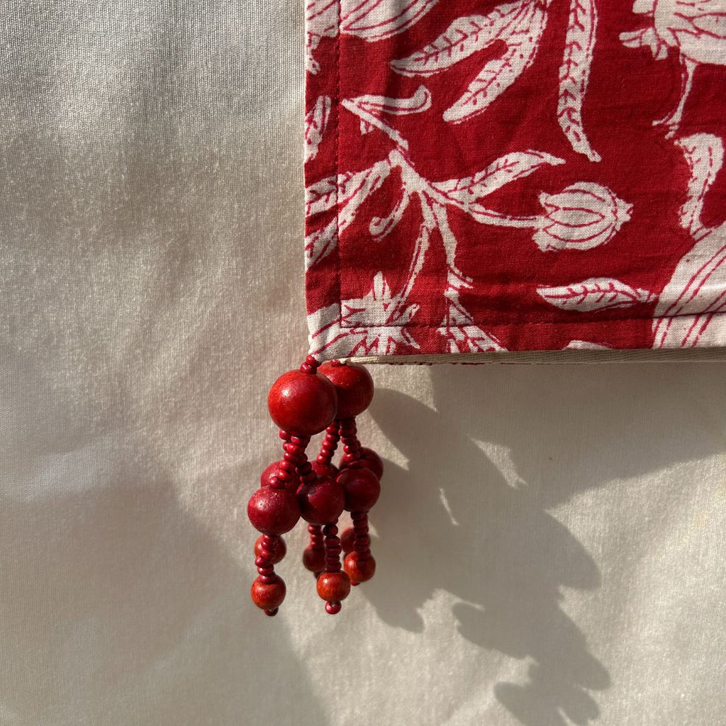 Red & White Floral  Cotton Table Runner