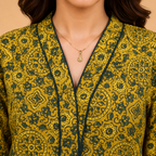 Mustard Ajrakh Print Short Kurti