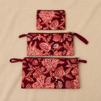 Maroon Handblock Print Set of Three Multipurpose pouch