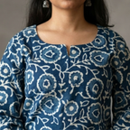 Indigo Handblock Print Cotton Kurta