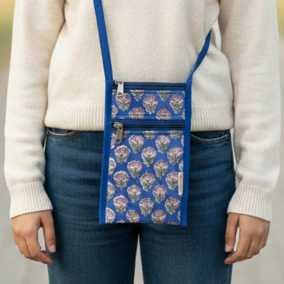 Blue Quilted Sling Bag