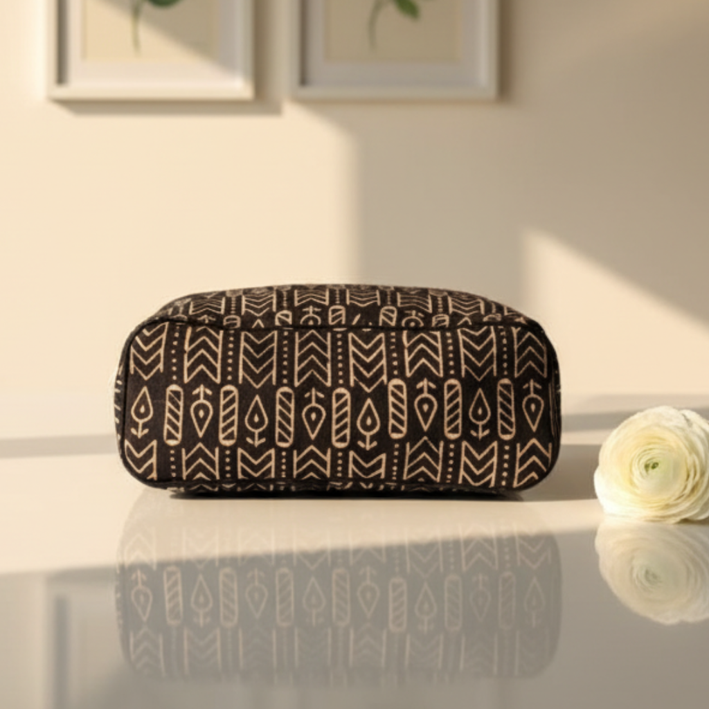Earthy Black Ajrakh Small Handbag