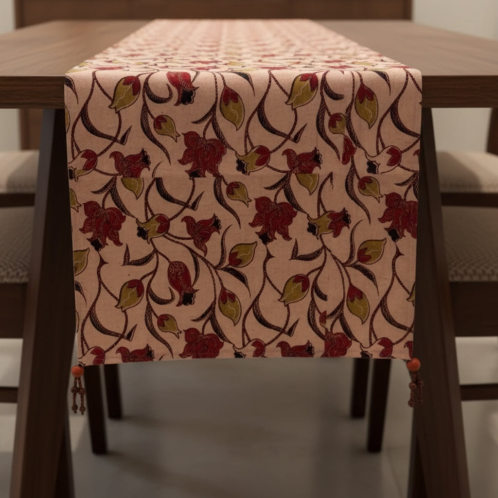Peach Floral Table Runner