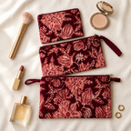 Maroon Handblock Print Set of Three Multipurpose pouch