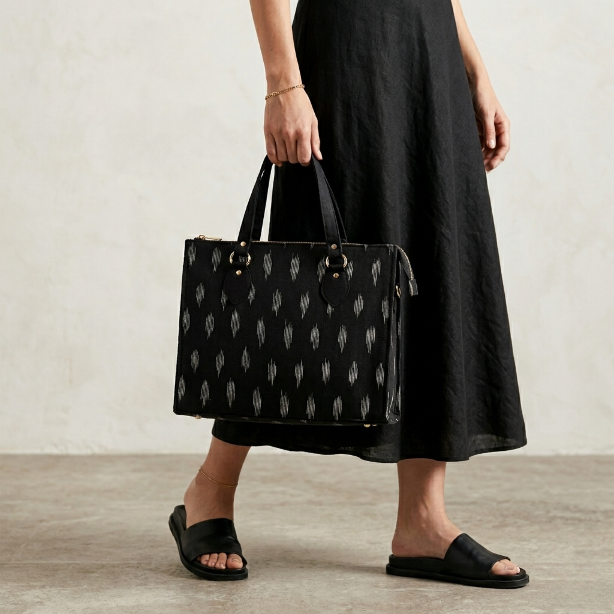 Black & White  Ikkat  Tote Bag