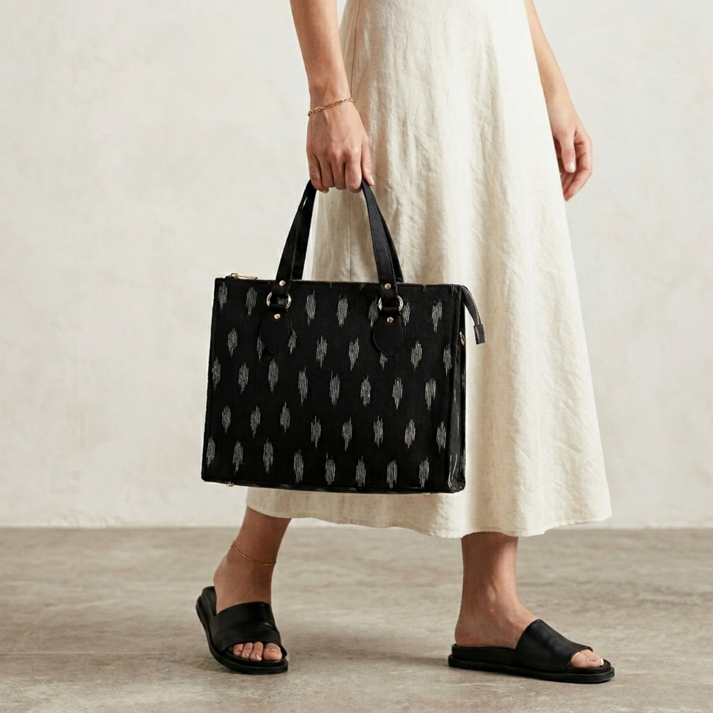 Black & White  Ikkat  Tote Bag