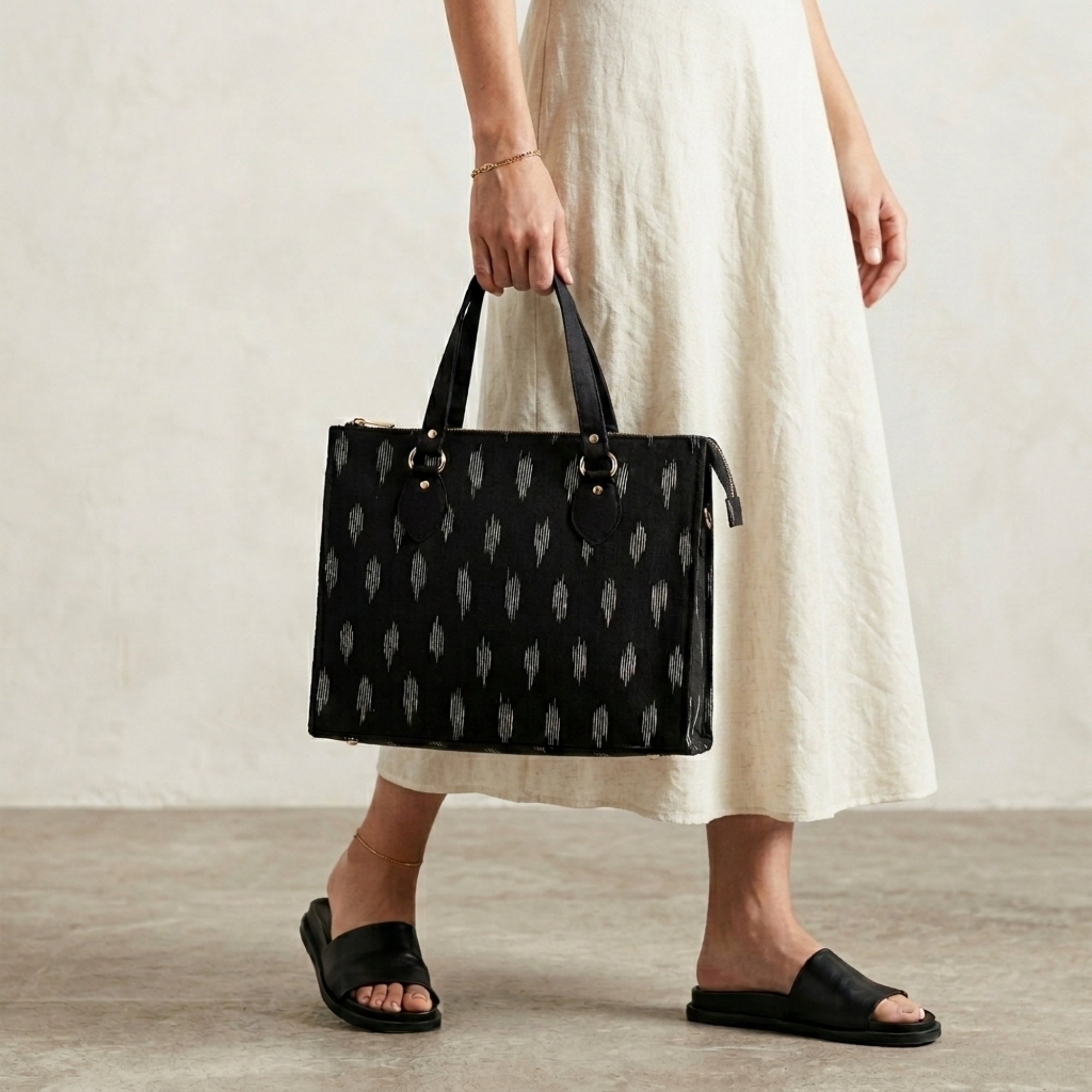 Black & White  Ikkat  Tote Bag
