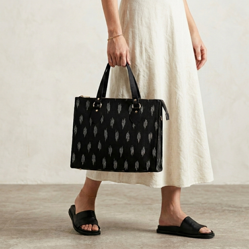Black & White  Ikkat  Tote Bag
