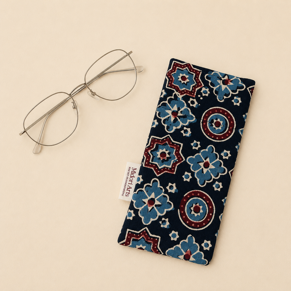 Black Ajrakh Print Eyeglass/Spectacle Case