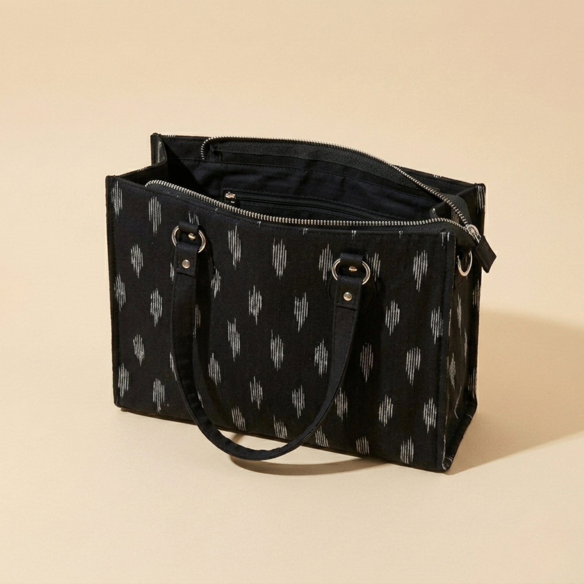 Black & White  Ikkat  Tote Bag