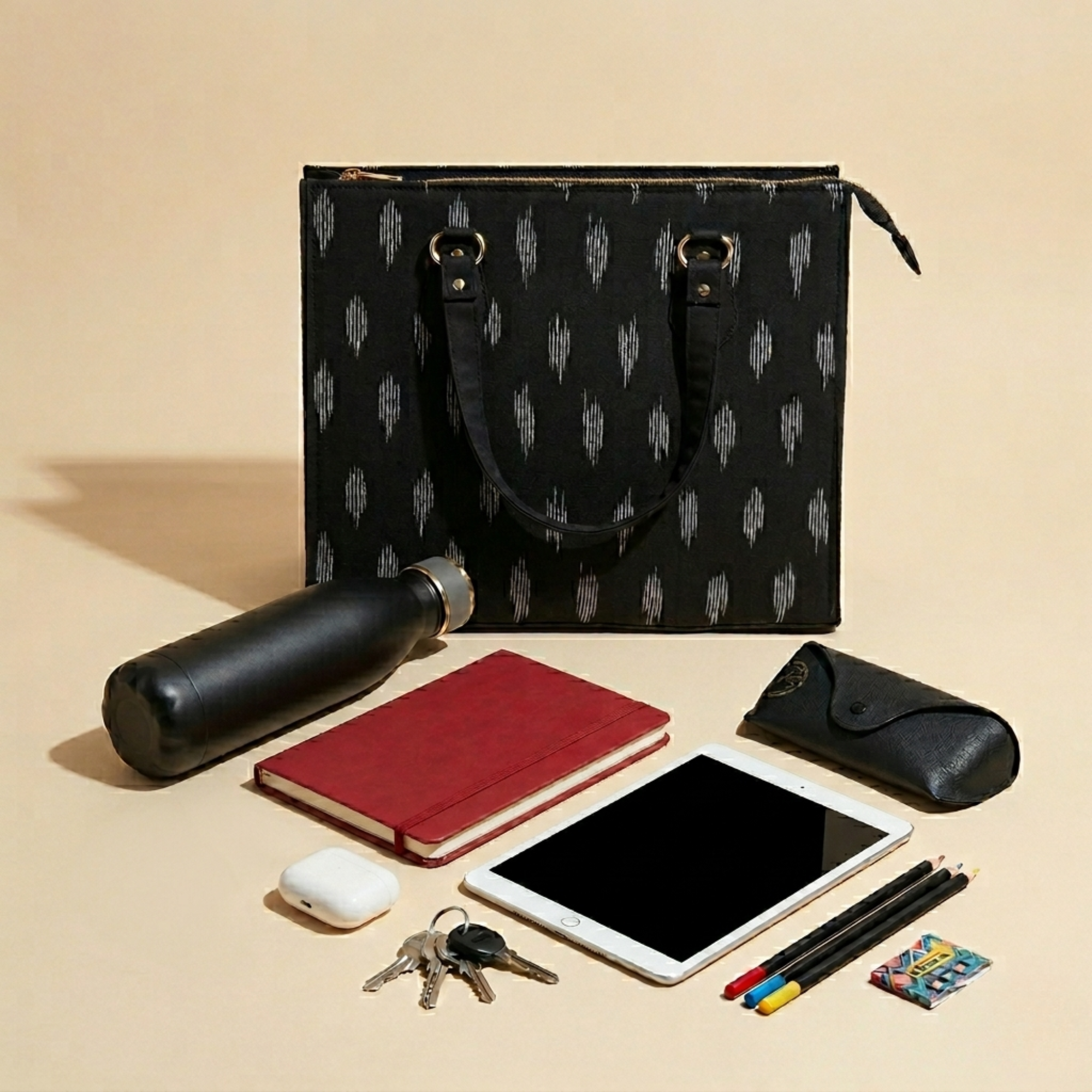 Black & White  Ikkat  Tote Bag