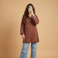 Maroon Ajrakh Print Short Kurti