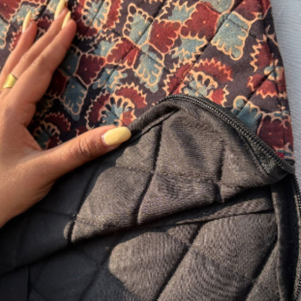 Black Ajrakh Quilted Laptop Sleeve