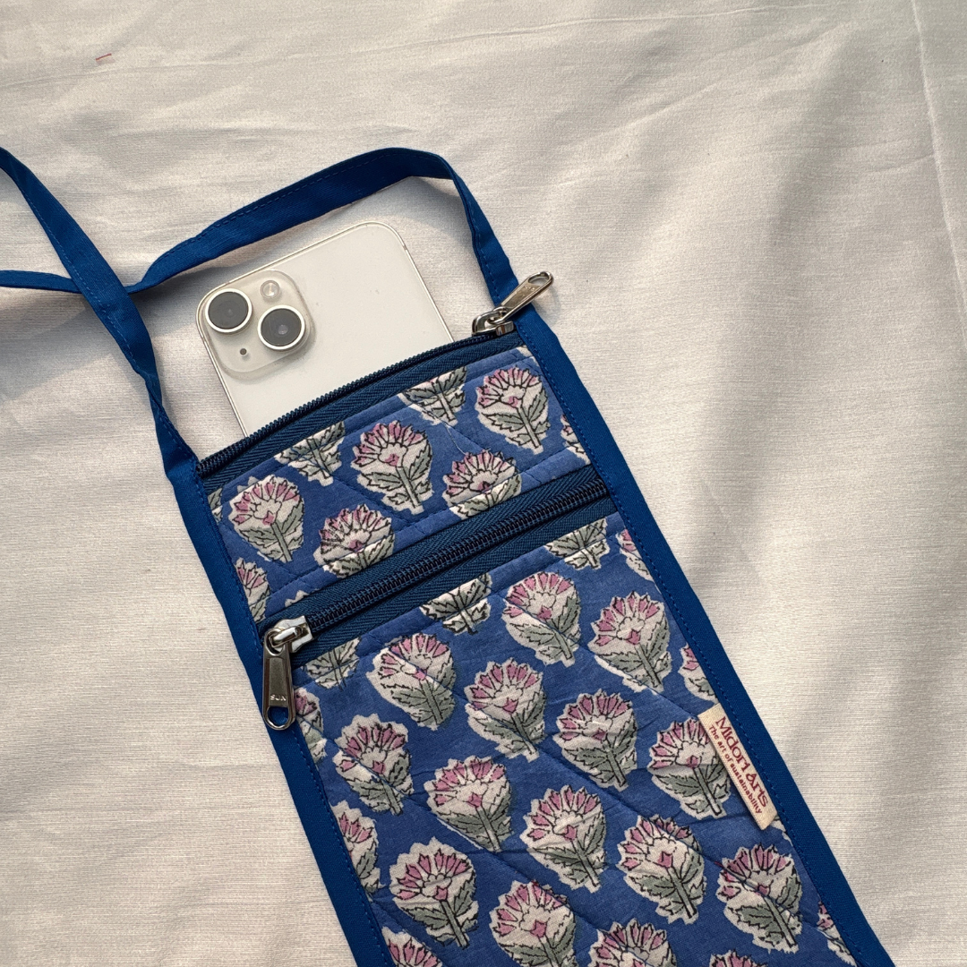 Blue Quilted Sling Bag