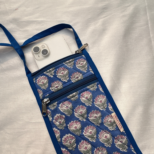 Blue Quilted Sling Bag