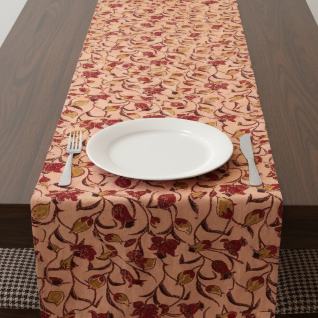 Peach Floral Table Runner