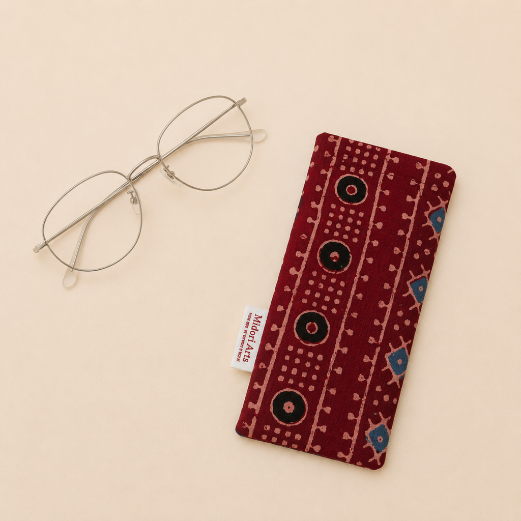 Maroon Ajrakh Eyeglass/Spectacle Case