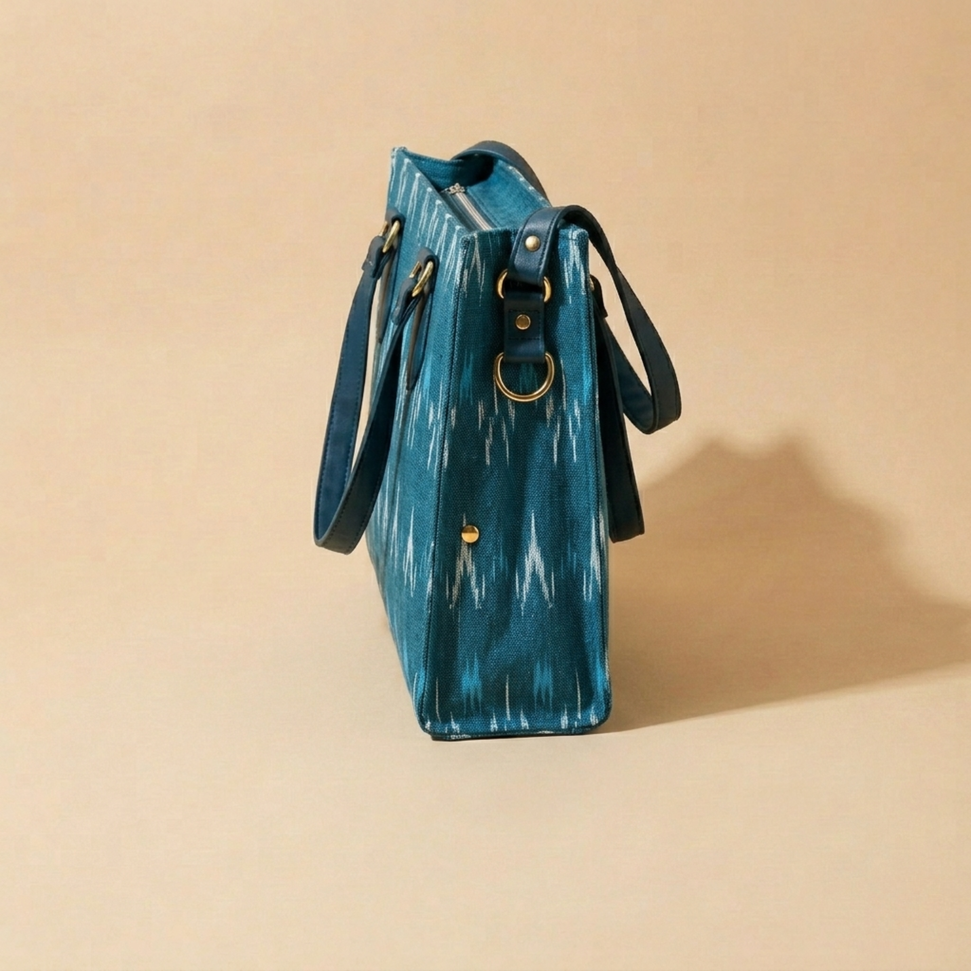 Teal Ikkat Tote Bag