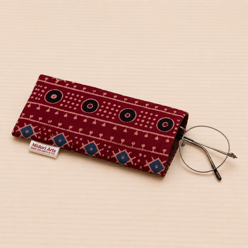 Maroon Ajrakh Eyeglass/Spectacle Case