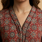 Maroon Ajrakh Print Short Kurti